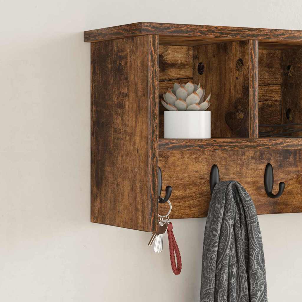 Vægmonteret Jakkeholder med hylde Røget eg 50 x 16 x 26 cm