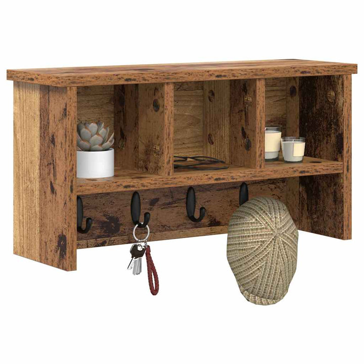 Vægmonteret Jakkeholder Vægmonteret Gammelt træ 50 x 16 x 26 cm