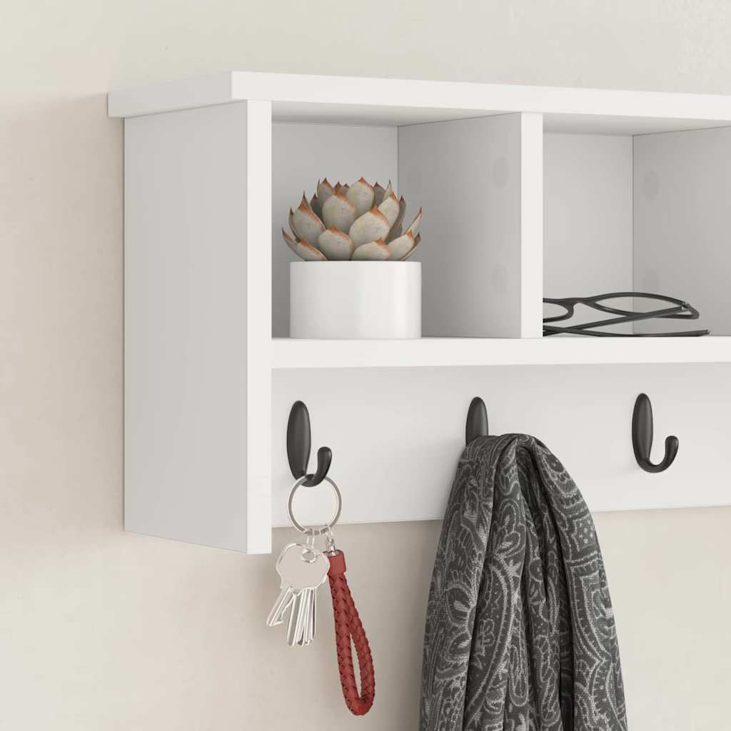 Vægmonteret Jakkeholder Hvid 75 x 16 x 26 cm Konstrueret træ