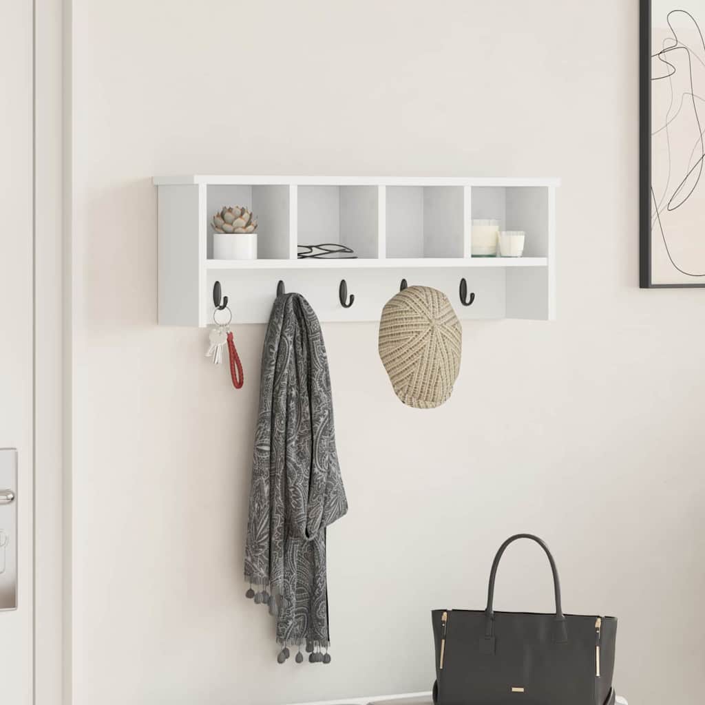 Vægmonteret Jakkeholder Hvid 75 x 16 x 26 cm Konstrueret træ