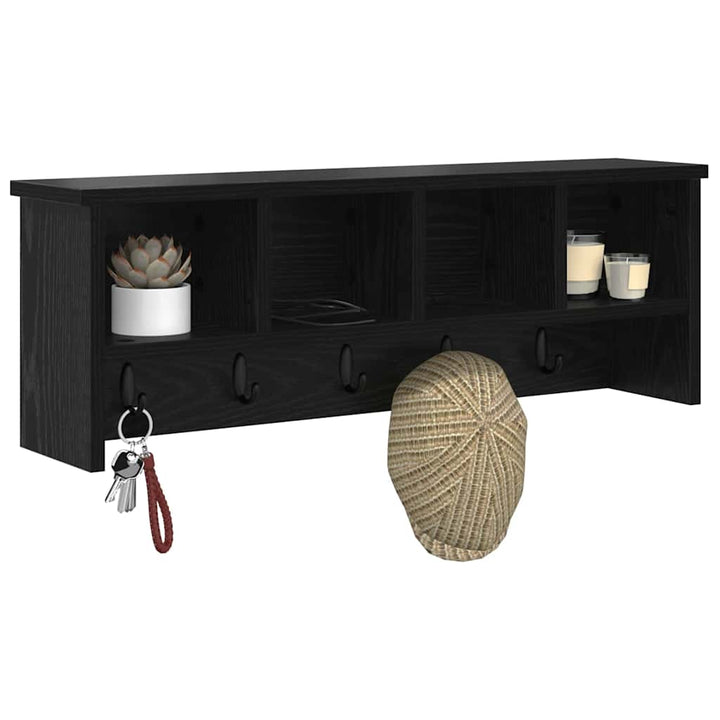 Vægmonteret Jakkeholder Sort eg 75 x 16 x 26 cm Konstrueret træ