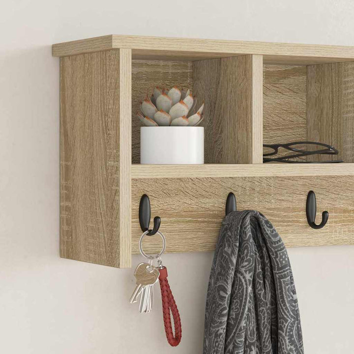 Vægmonteret Jakkeholder med hylde Sonoma eg 75 x 16 x 26 cm