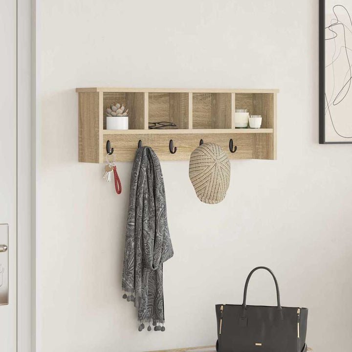 Vægmonteret Jakkeholder med hylde Sonoma eg 75 x 16 x 26 cm