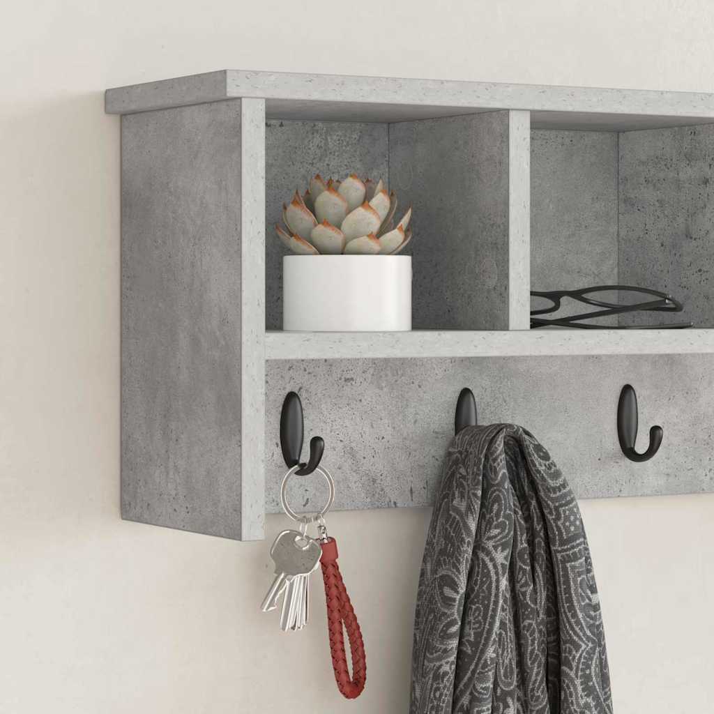 Vægmonteret Jakkeholder med hylde Beton Grå 75 x 16 x 26 cm