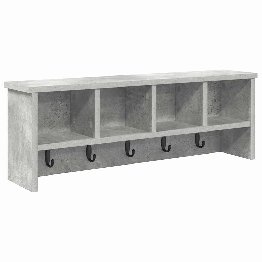 Vægmonteret Jakkeholder med hylde Beton Grå 75 x 16 x 26 cm
