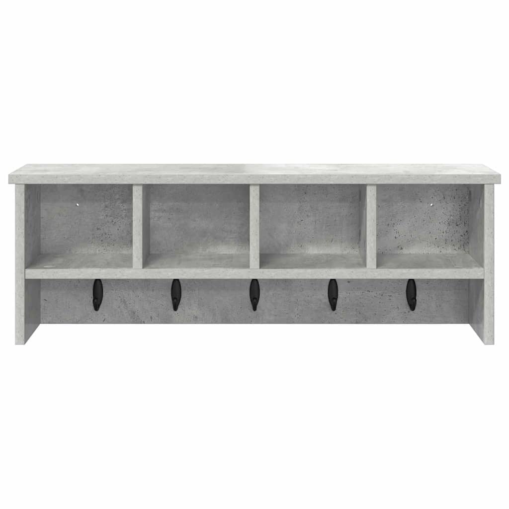 Vægmonteret Jakkeholder med hylde Beton Grå 75 x 16 x 26 cm