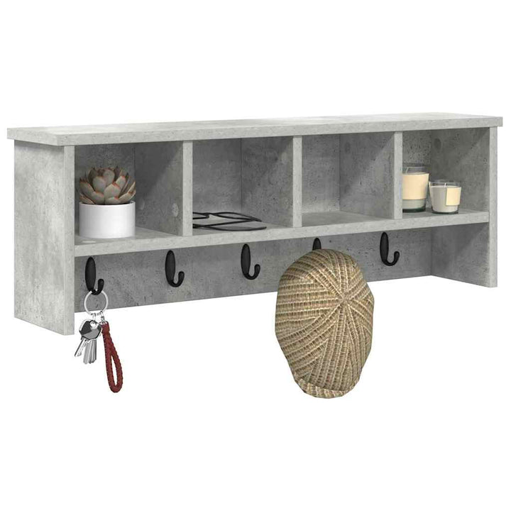 Vægmonteret Jakkeholder med hylde Beton Grå 75 x 16 x 26 cm