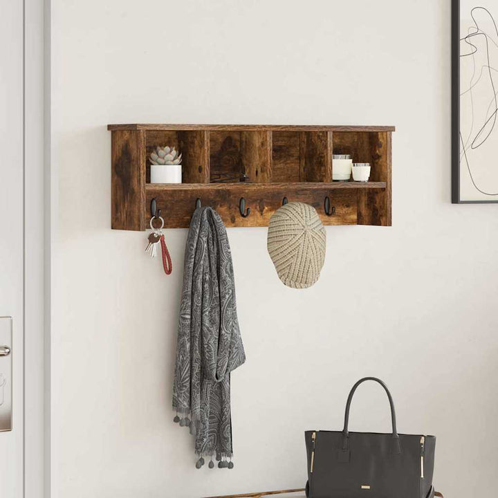 Vægmonteret Jakkeholder med hylde Røget eg 75 x 16 x 26 cm