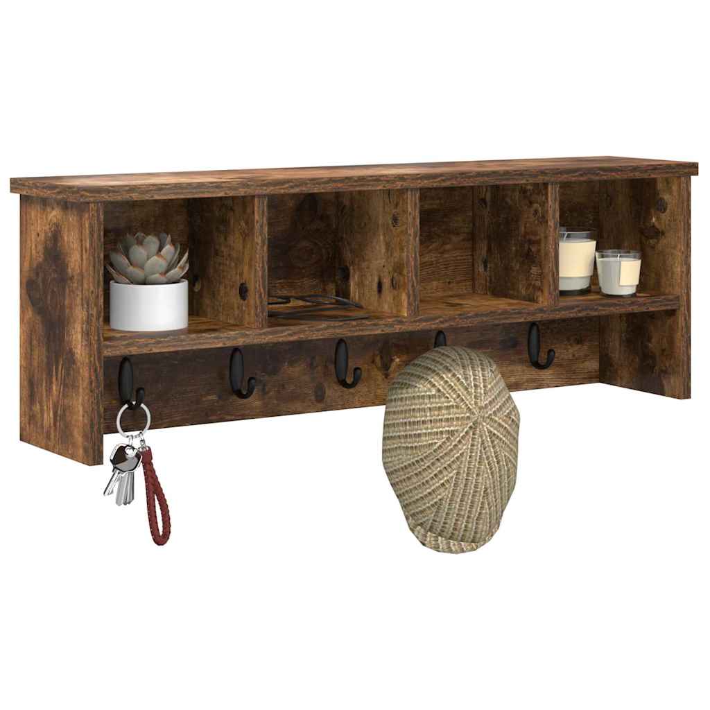 Vægmonteret Jakkeholder med hylde Røget eg 75 x 16 x 26 cm