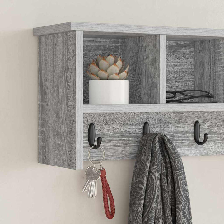 Vægmonteret Jakkeholder med hylde Grå Sonoma 75 x 16 x 26 cm