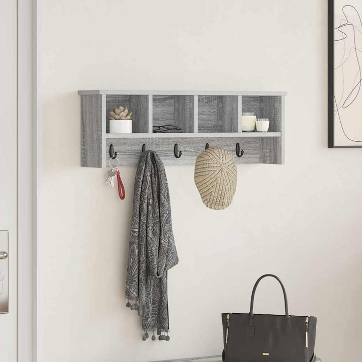 Vægmonteret Jakkeholder med hylde Grå Sonoma 75 x 16 x 26 cm