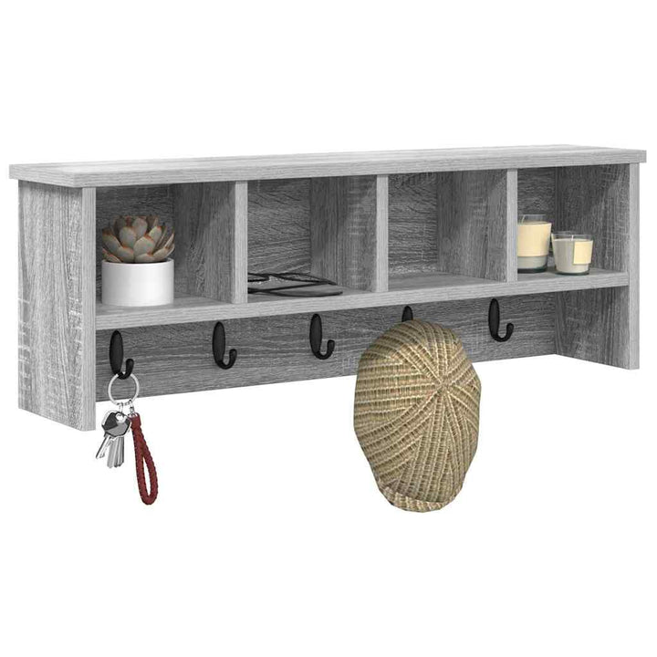 Vægmonteret Jakkeholder med hylde Grå Sonoma 75 x 16 x 26 cm