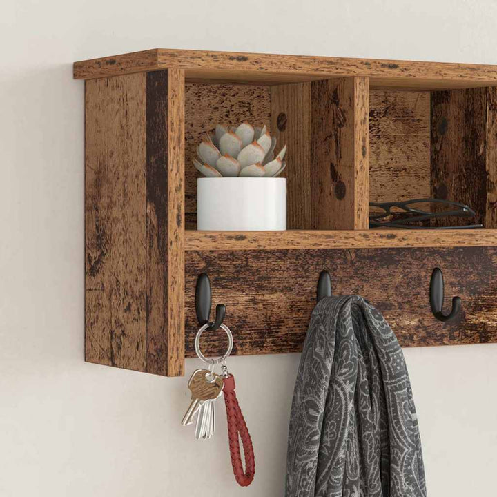 Vægmonteret Jakkeholder Vægmonteret Gammelt træ 75 x 16 x 26 cm