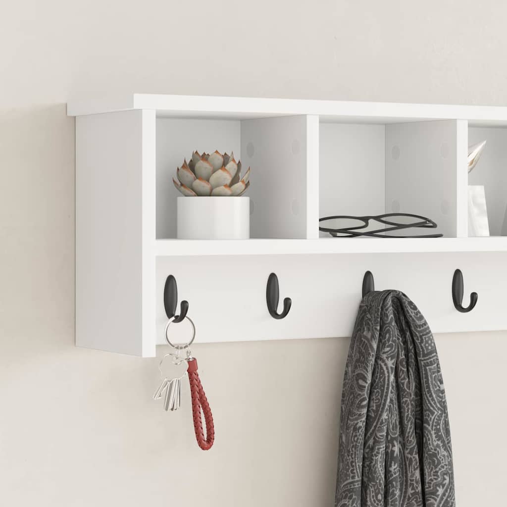 Vægmonteret Jakkeholder Hvid 100 x 16 x 26 cm Konstrueret træ
