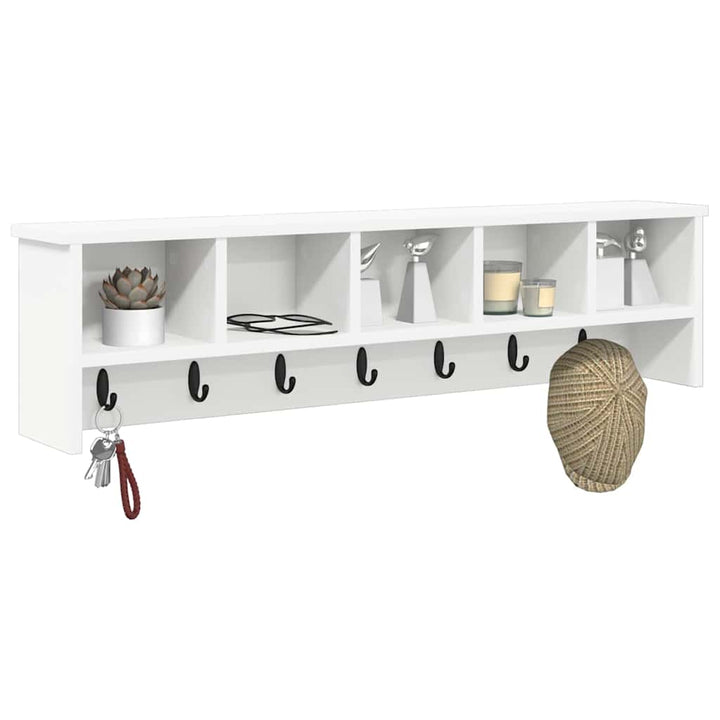 Vægmonteret Jakkeholder Hvid 100 x 16 x 26 cm Konstrueret træ