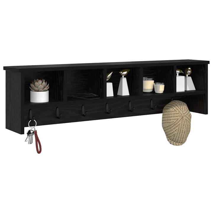 Vægmonteret Jakkeholder med hylde Sort eg 100 x 16 x 26 cm