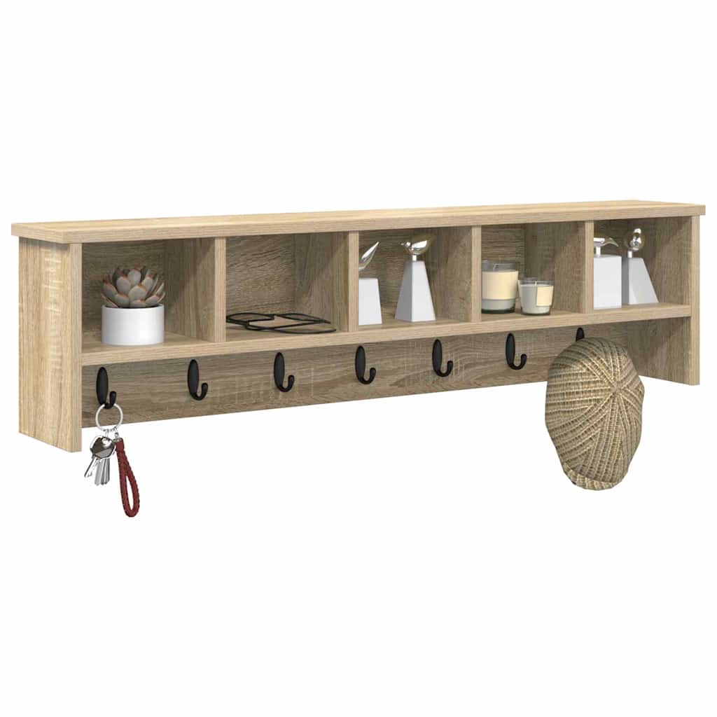 Vægmonteret Jakkeholder med hylde Sonoma eg 100 x 16 x 26 cm
