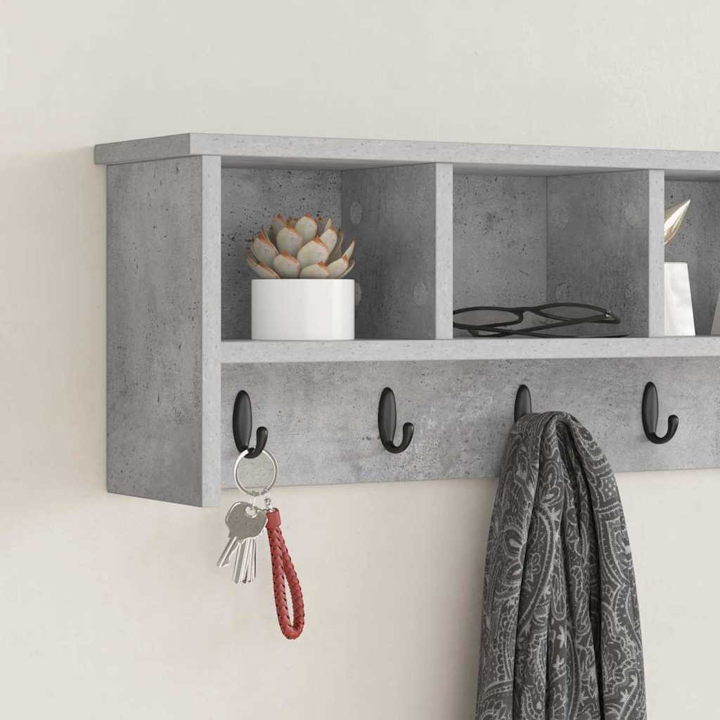 Vægmonteret Jakkeholder med hylde Beton Grå 100 x 16 x 26 cm