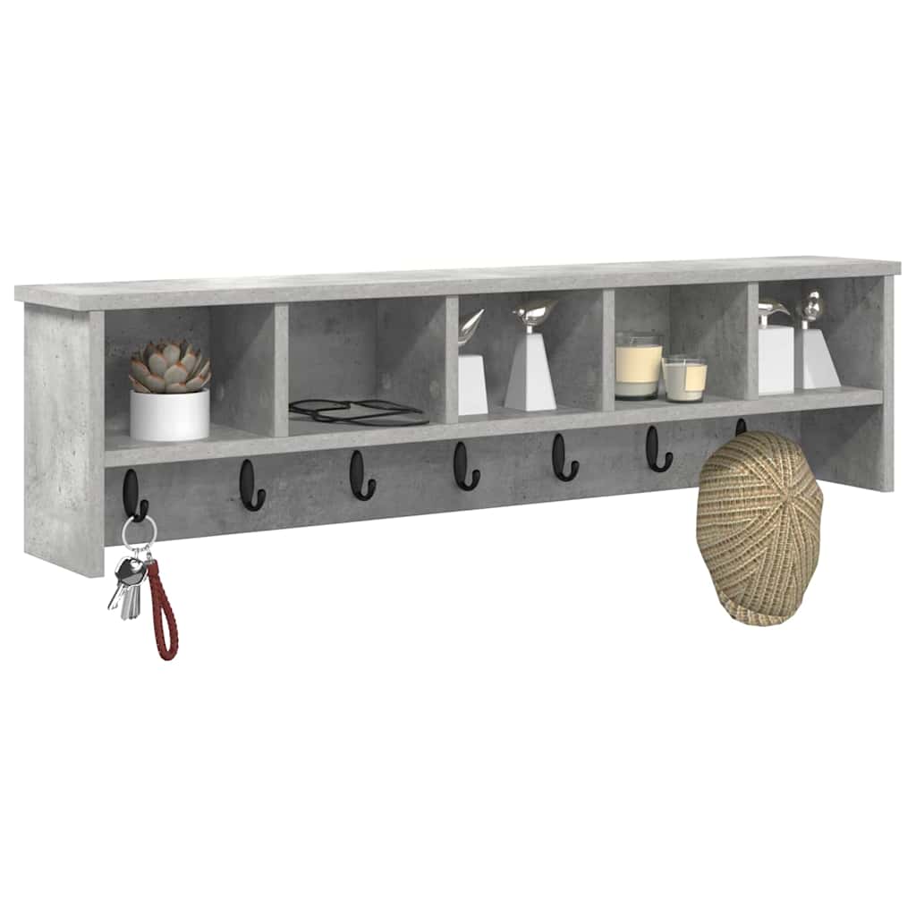 Vægmonteret Jakkeholder med hylde Beton Grå 100 x 16 x 26 cm
