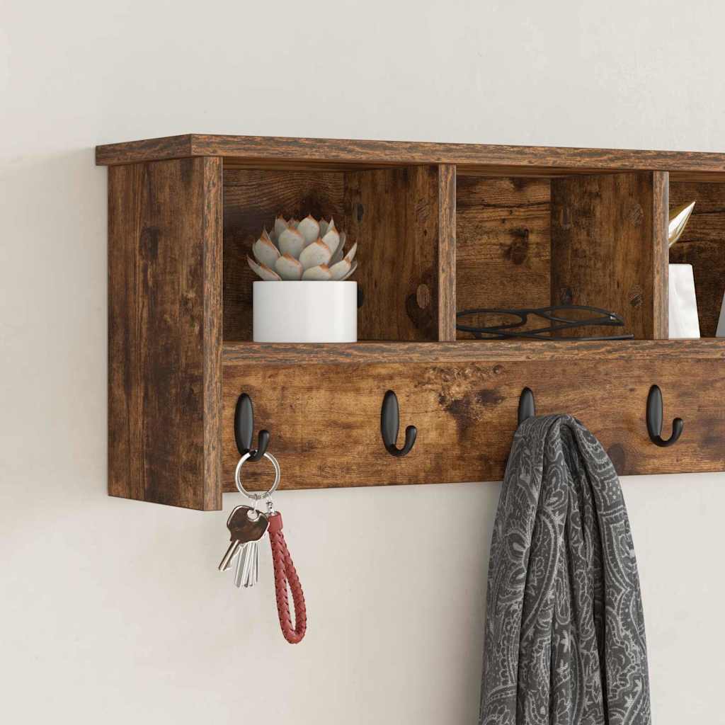 Vægmonteret Jakkeholder med hylde Røget eg 100 x 16 x 26 cm