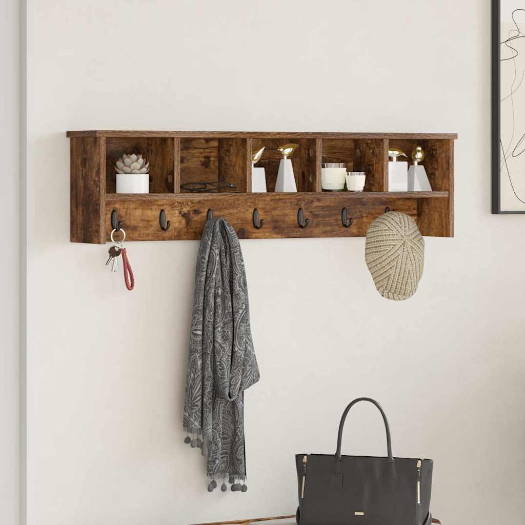 Vægmonteret Jakkeholder med hylde Røget eg 100 x 16 x 26 cm