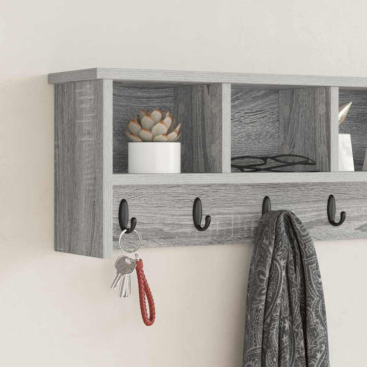 Vægmonteret Jakkeholder med hylde Grå Sonoma 100 x 16 x 26 cm
