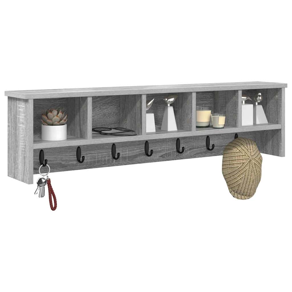 Vægmonteret Jakkeholder med hylde Grå Sonoma 100 x 16 x 26 cm