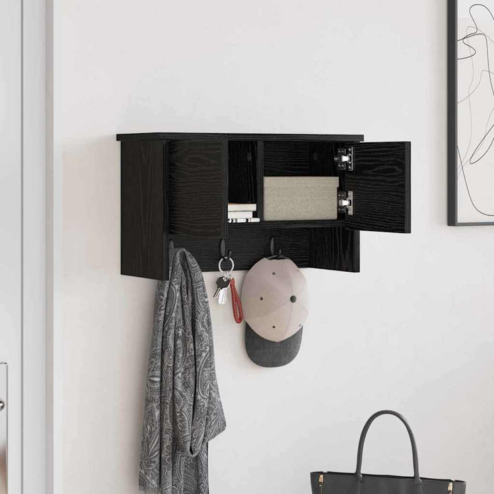 Vægmonteret Jakkeholder Vægmonteret Sort eg 50 x 20 x 30 cm