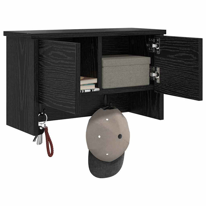 Vægmonteret Jakkeholder Vægmonteret Sort eg 50 x 20 x 30 cm