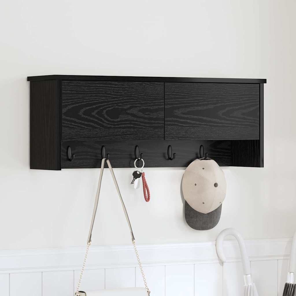 Vægmonteret Jakkeholder Vægmonteret Sort eg 80 x 20 x 30 cm