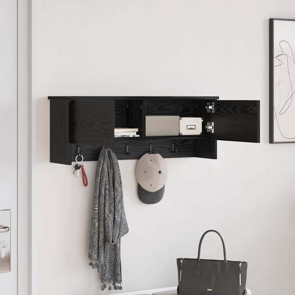 Vægmonteret Jakkeholder Vægmonteret Sort eg 80 x 20 x 30 cm
