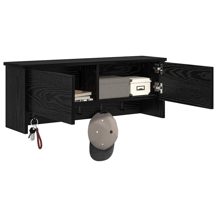 Vægmonteret Jakkeholder Vægmonteret Sort eg 80 x 20 x 30 cm