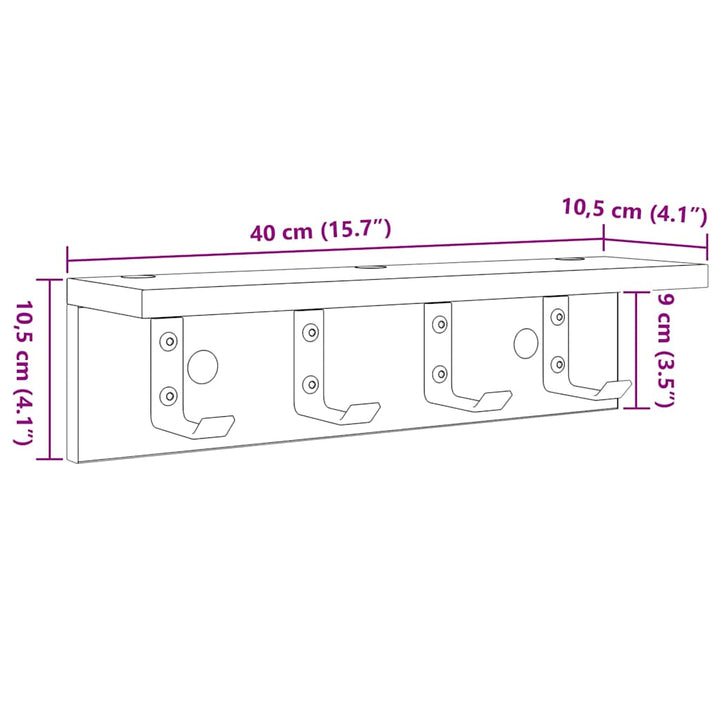 Vægmonteret Jakkeholder Vægmonteret Hvid 40 x 10,5 x 10,5 cm