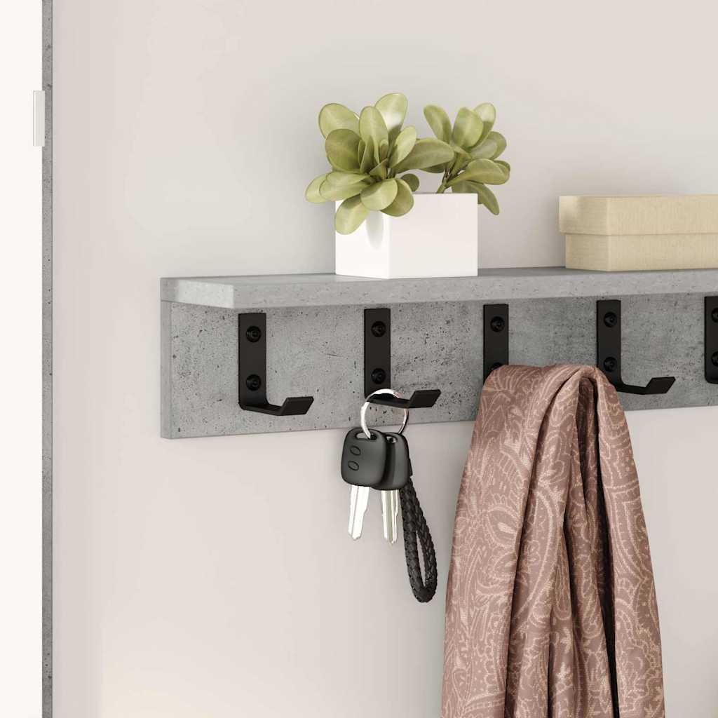 Vægmonteret Jakkeholder Beton Grå 60 x 10,5 x 10,5 cm