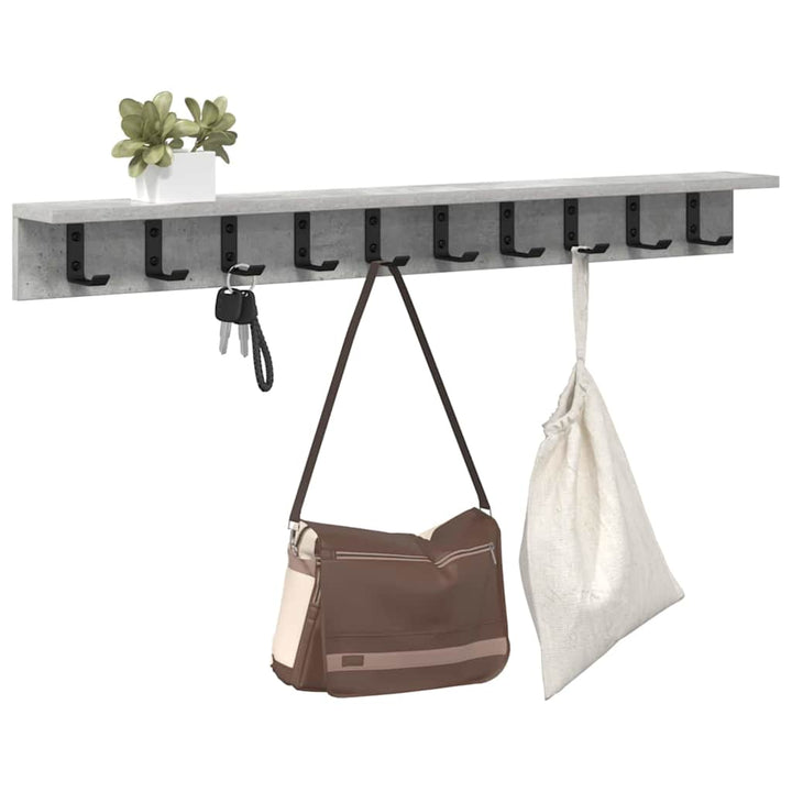 Vægmonteret Jakkeholder Beton Grå 100 x 10,5 x 10,5 cm