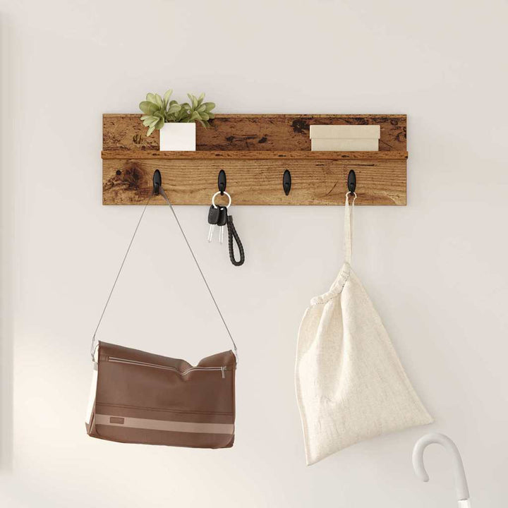 Vægmonteret Jakkeholder Gammelt træ 60 x 10,5 x 18 cm