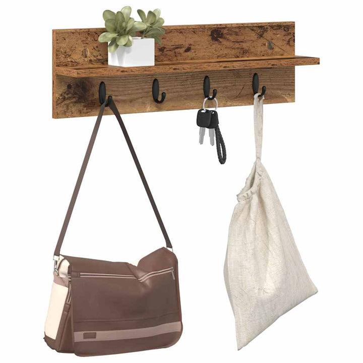 Vægmonteret Jakkeholder Gammelt træ 60 x 10,5 x 18 cm
