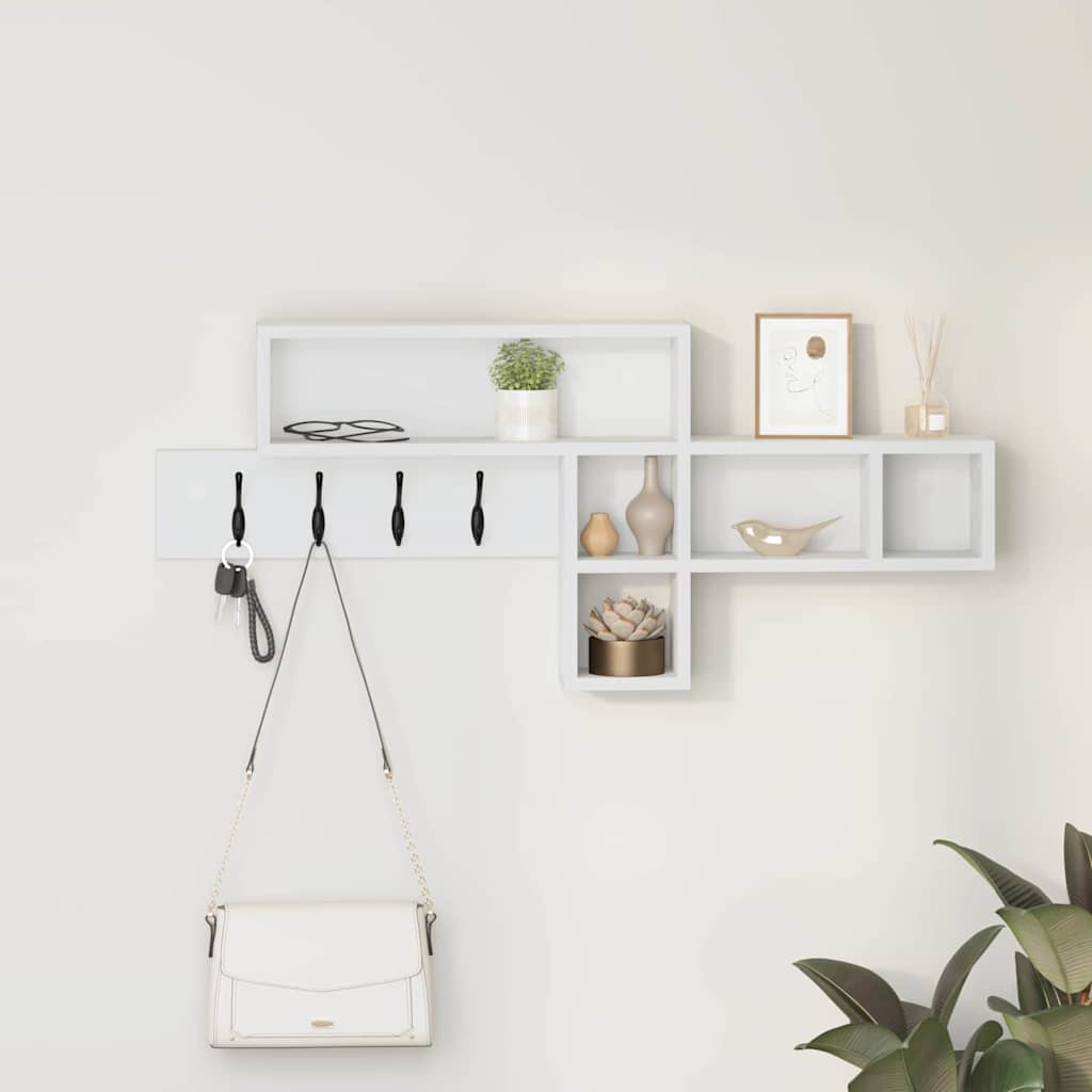 Vægmonteret Jakkeholder Hvid 100 x 12 x 43,5 cm Konstrueret træ