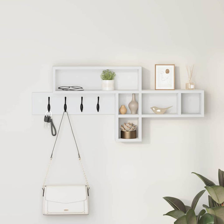 Vægmonteret Jakkeholder Hvid 100 x 12 x 43,5 cm Konstrueret træ
