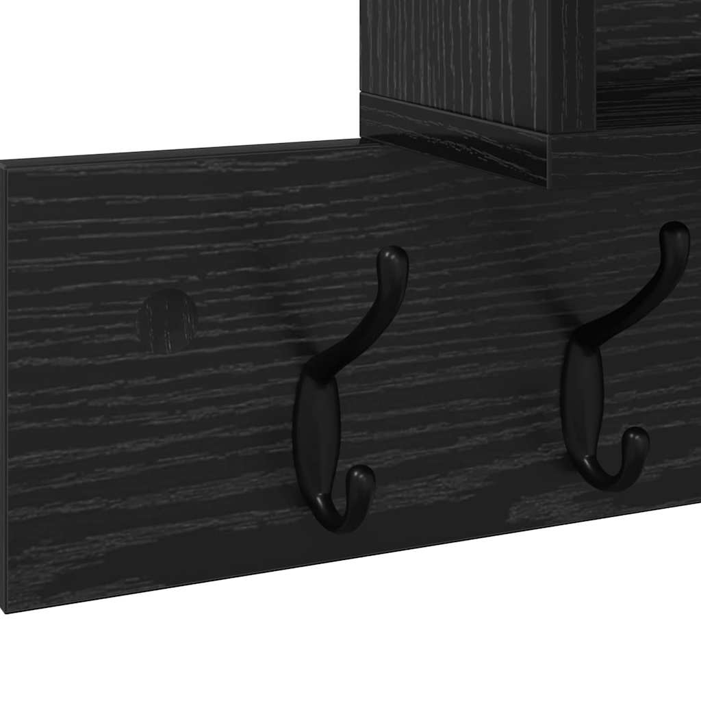 Vægmonteret Jakkeholder med hylde Sort eg 100 x 12 x 43,5 cm