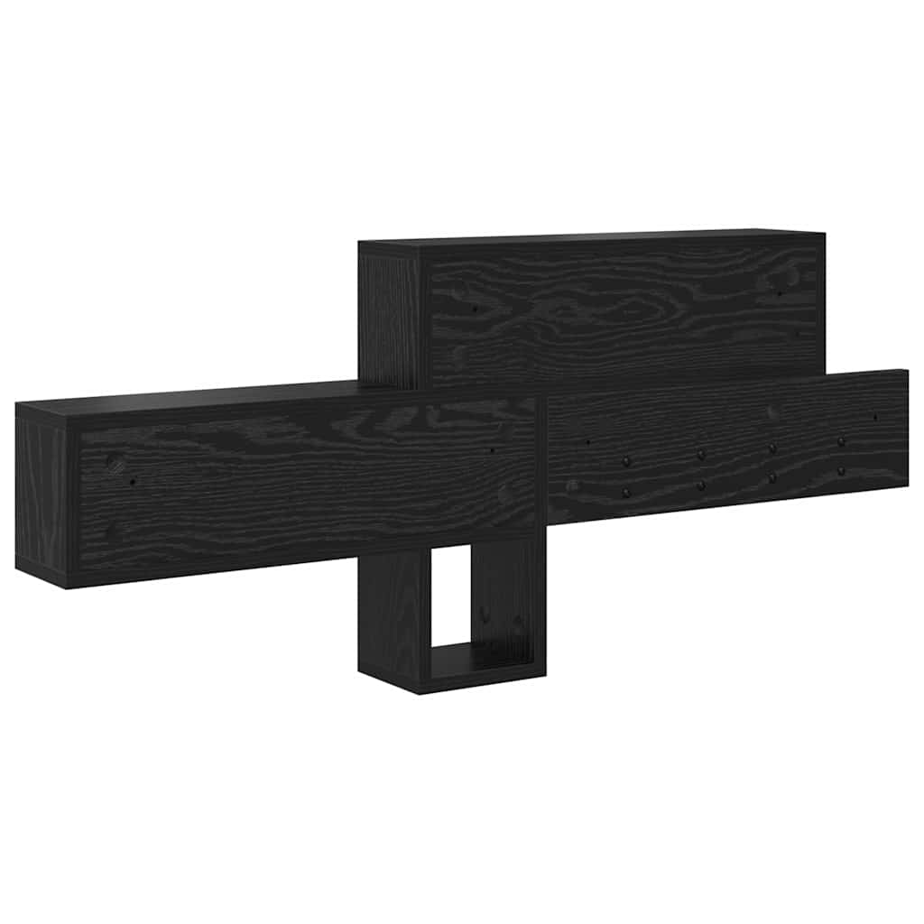 Vægmonteret Jakkeholder med hylde Sort eg 100 x 12 x 43,5 cm