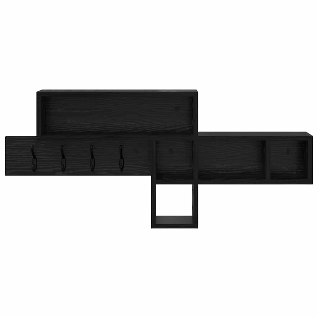 Vægmonteret Jakkeholder med hylde Sort eg 100 x 12 x 43,5 cm