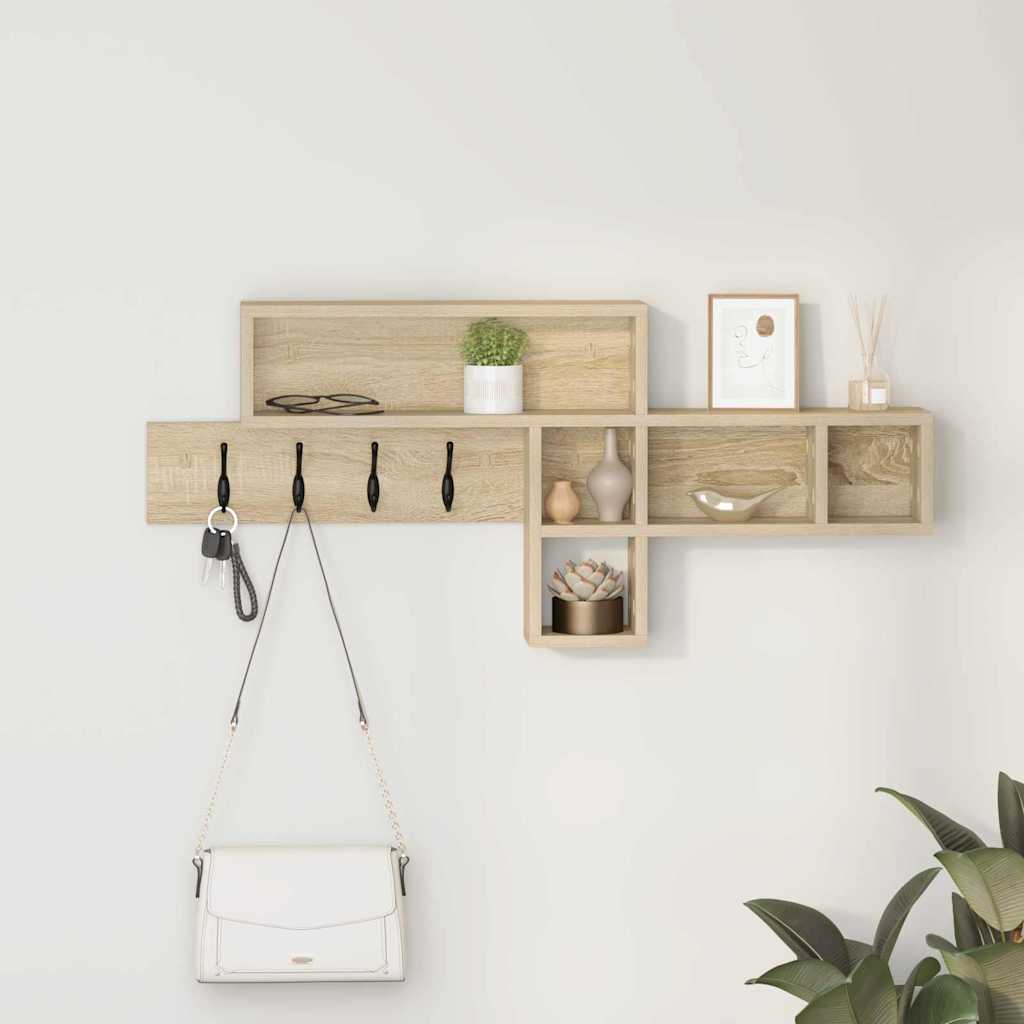 Vægmonteret Jakkeholder med hylde Sonoma eg 100 x 12 x 43,5 cm