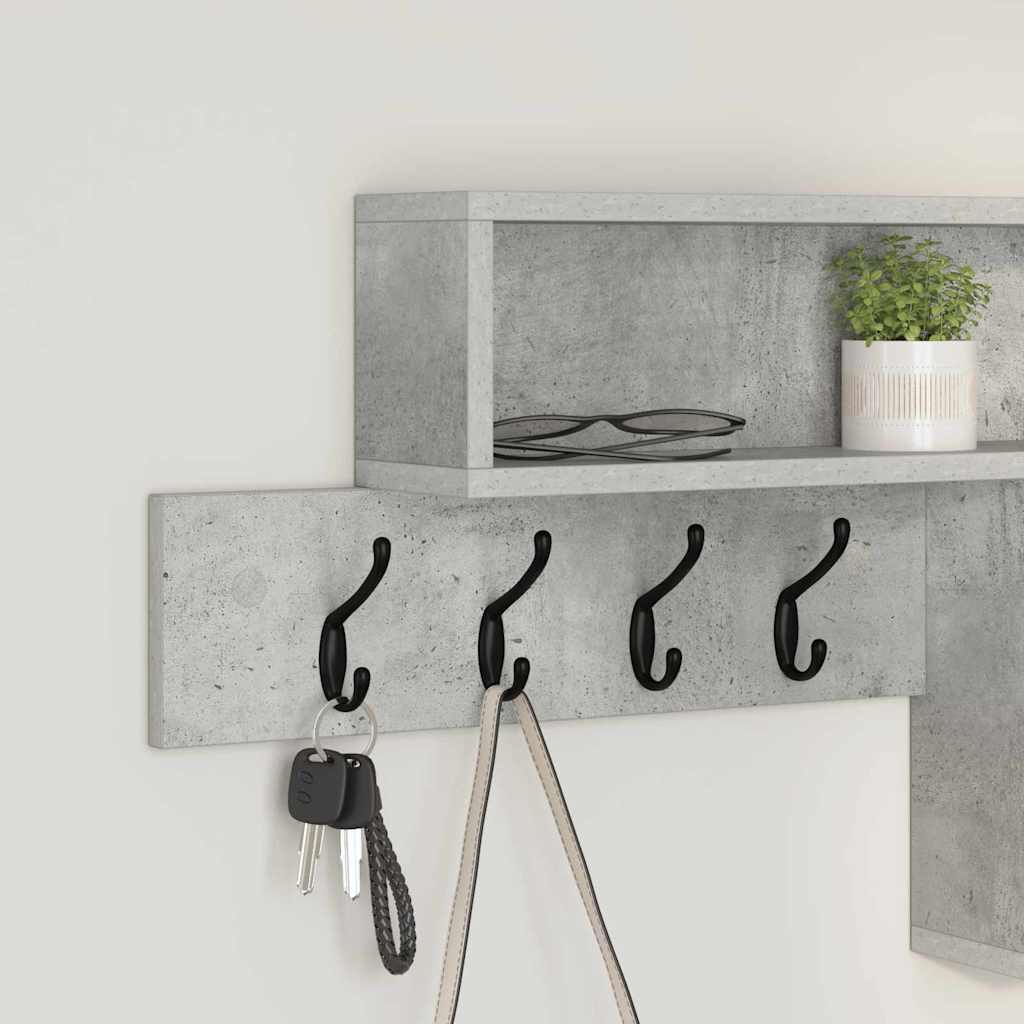 Vægmonteret Jakkeholder med hylde Beton Grå 100 x 12 x 43,5 cm