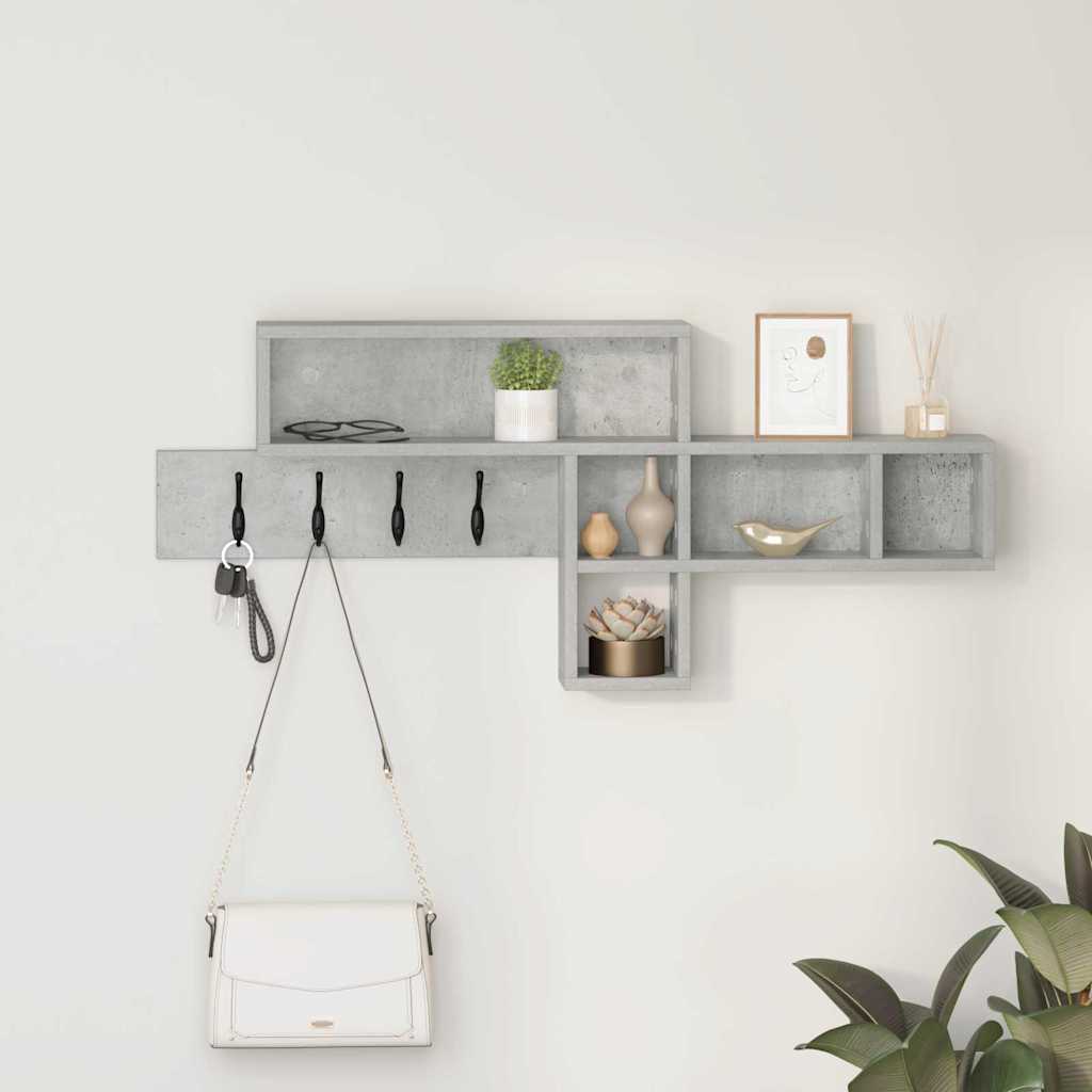 Vægmonteret Jakkeholder med hylde Beton Grå 100 x 12 x 43,5 cm