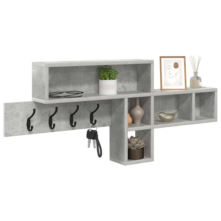 Vægmonteret Jakkeholder med hylde Beton Grå 100 x 12 x 43,5 cm