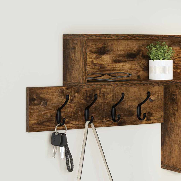 Vægmonteret Jakkeholder med hylde Røget eg 100 x 12 x 43,5 cm