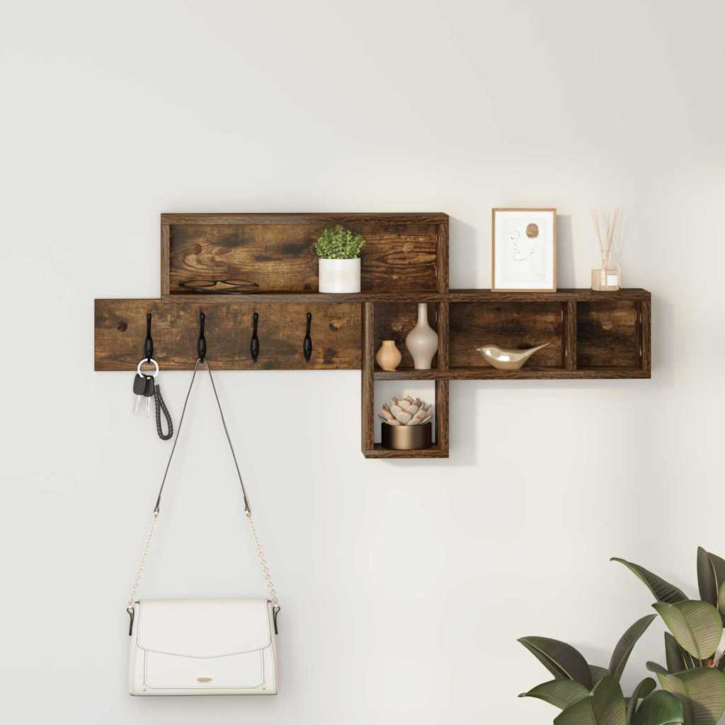 Vægmonteret Jakkeholder med hylde Røget eg 100 x 12 x 43,5 cm
