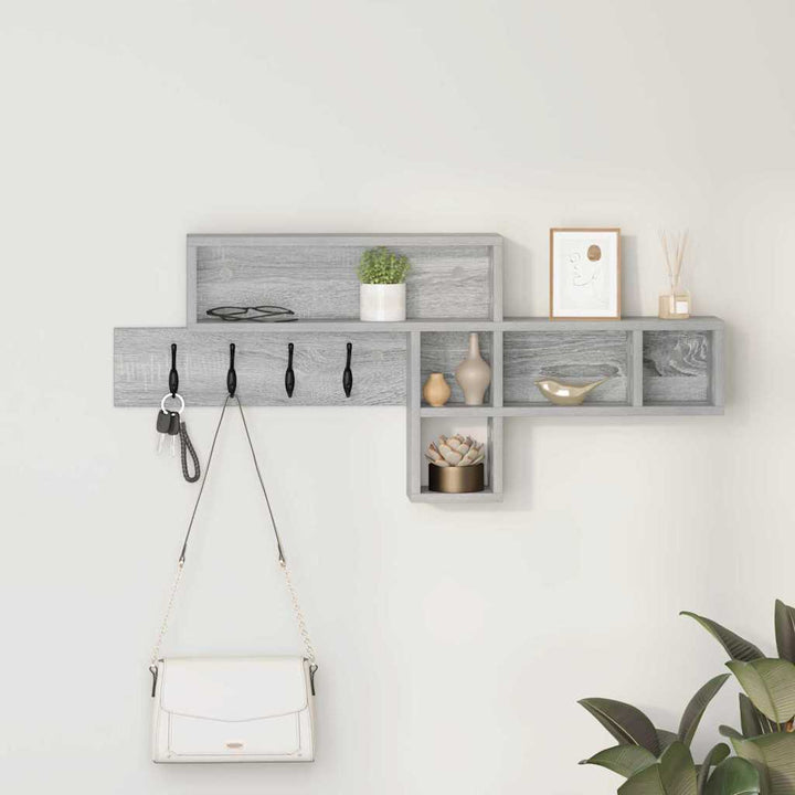 Vægmonteret Jakkeholder med hylde Grå Sonoma 100 x 12 x 43,5 cm