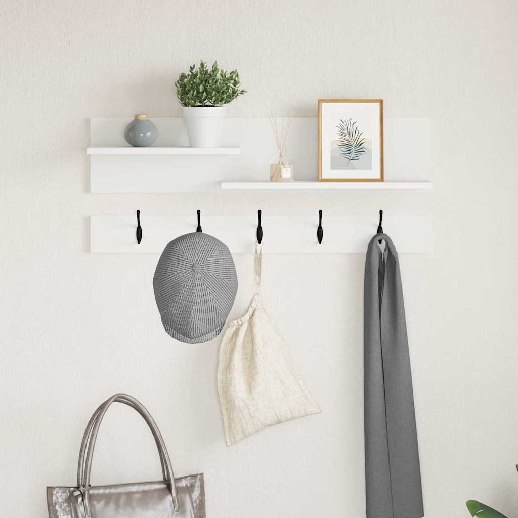 Vægmonteret Jakkeholder Hvid 90 x 15 x 36 cm Konstrueret træ